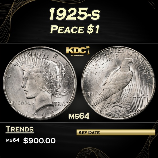 1925-s Peace Dollar $1 Grades ms64