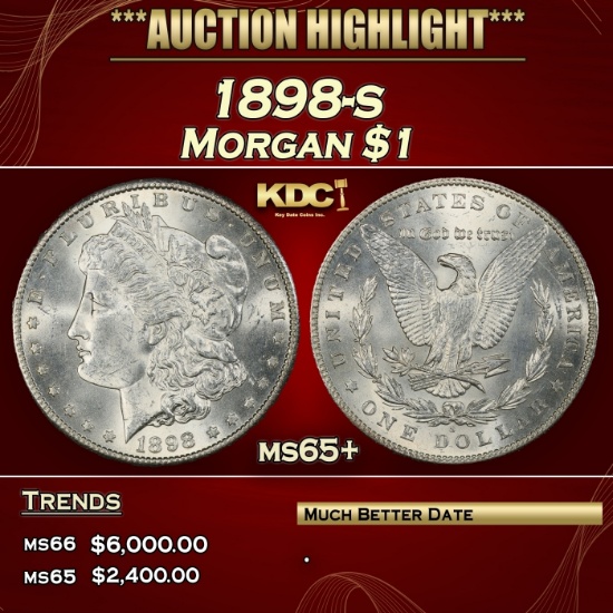 1898-s Morgan Dollar $1 ms65+ SEGS