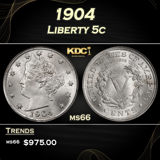 1904 Liberty Nickel 5c ms66 SEGS