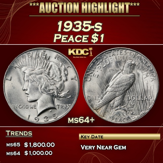 1935-s Peace Dollar $1 ms64+ SEGS