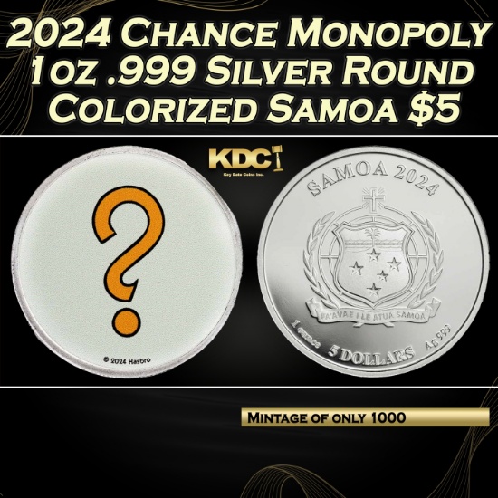 2024 Chance Monopoly 1oz .999 Silver Round Colorized Samoa Round