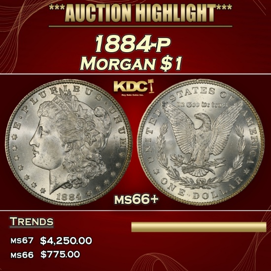 1884-p Morgan Dollar $1 ms66+ SEGS
