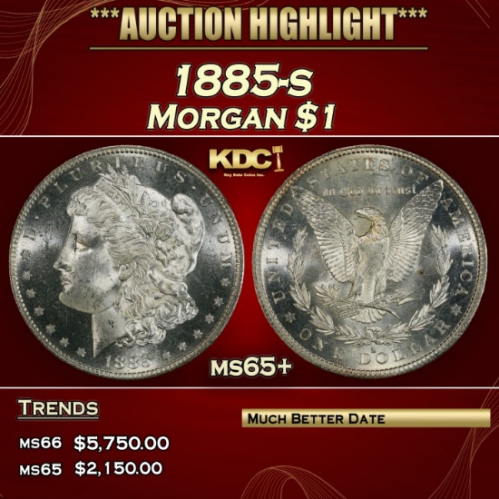 1885-s Morgan Dollar $1 ms65+ SEGS