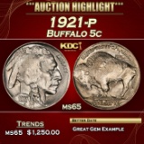 1921-p Buffalo Nickel 5c ms65 SEGS