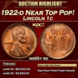 1922-d Lincoln Cent Near Top Pop! 1c ms65+ rd SEGS