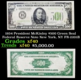 1934 $500 Green Seal Federal Reserve Note President McKinley New York, NY Grades xf FR-2201B