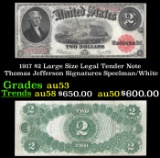 1917 $2 Large Size Legal Tender Note Thomas Jefferson Grades Select AU Signatures Speelman/White