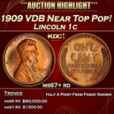 1909 VDB Lincoln Cent Near Top Pop! 1c ms67+ rd SEGS