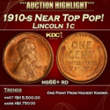 1910-s Lincoln Cent Near Top Pop! 1c ms66+ rd SEGS