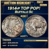 1914-p Buffalo Nickel TOP POP! 5c ms67+ SEGS