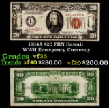1934A $20 FRN Hawaii WWII Emergency Currency Grades vf++