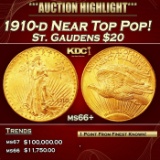 1910-d Gold St. Gaudens Double Eagle Near Top Pop! $20 ms66+ SEGS