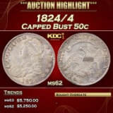 1824/4 Capped Bust Half Dollar 50c ms62 USCG