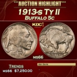 1913-s Ty II Buffalo Nickel 5c ms66 SEGS