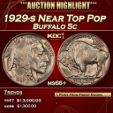 1929-s Buffalo Nickel Near Top Pop 5c ms66+ SEGS