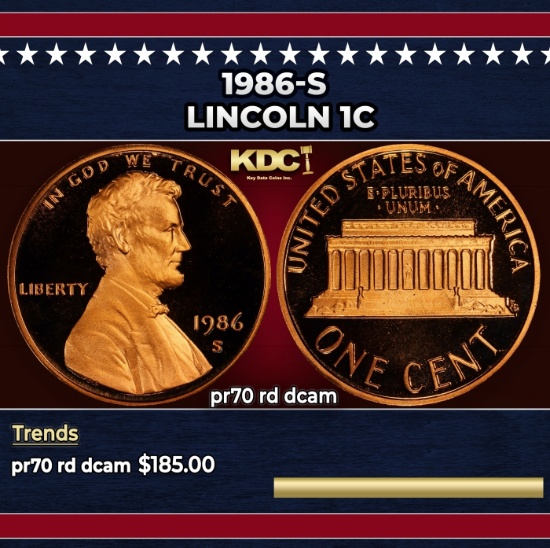 1986-s Proof Lincoln Cent 1c pr70 rd dcam SEGS