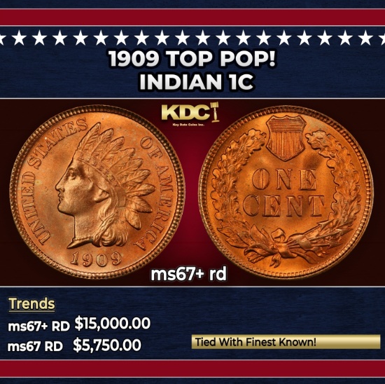1909 Indian Cent TOP POP! 1c ms67+ rd SEGS