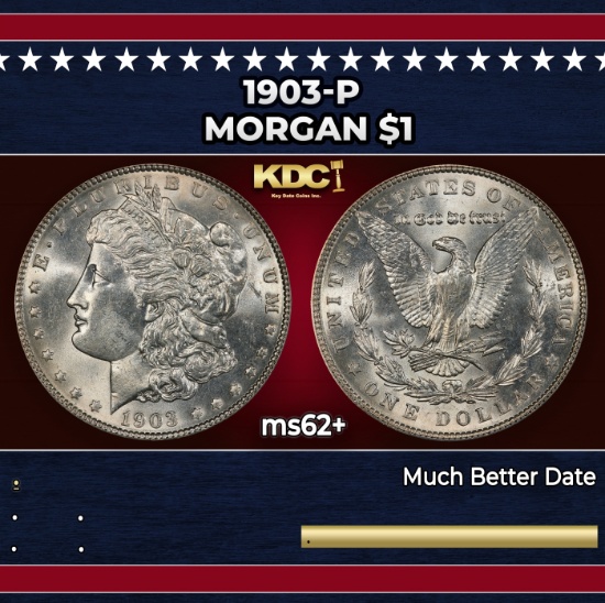 1903-p Morgan Dollar $1 Grades ms62+