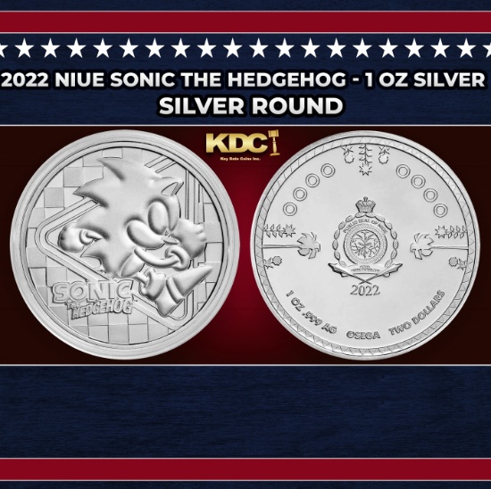 2022 Niue Sonic the Hedgehog - 1 oz Silver Round Round