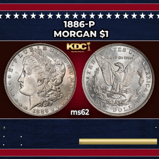 1886-p Morgan Dollar $1 Grades ms62