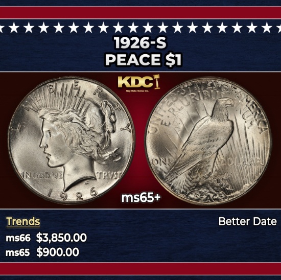 1926-s Peace Dollar $1 ms65+ SEGS
