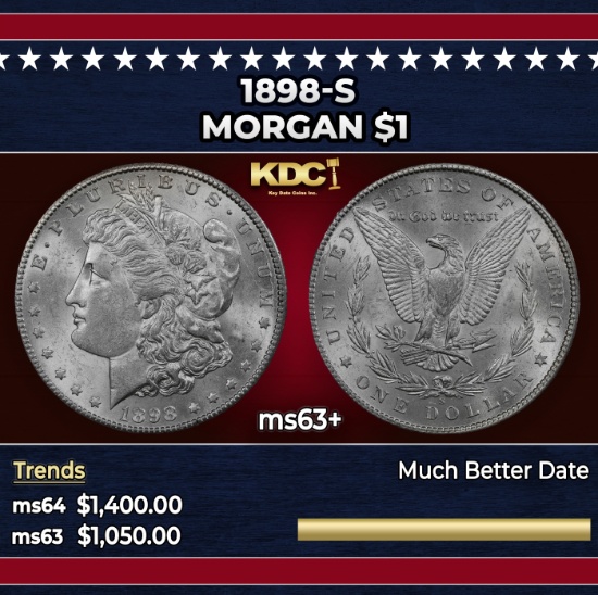 1898-s Morgan Dollar $1 ms63+ USCG