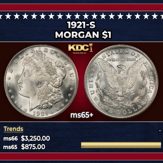 1921-s Morgan Dollar $1 ms65+ SEGS