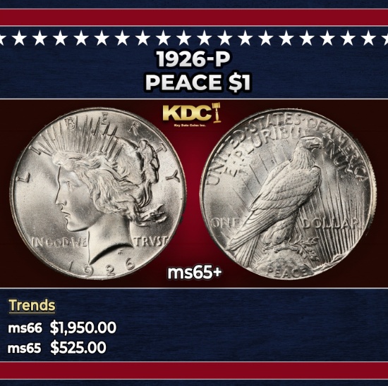 1926-p Peace Dollar $1 ms65+ SEGS