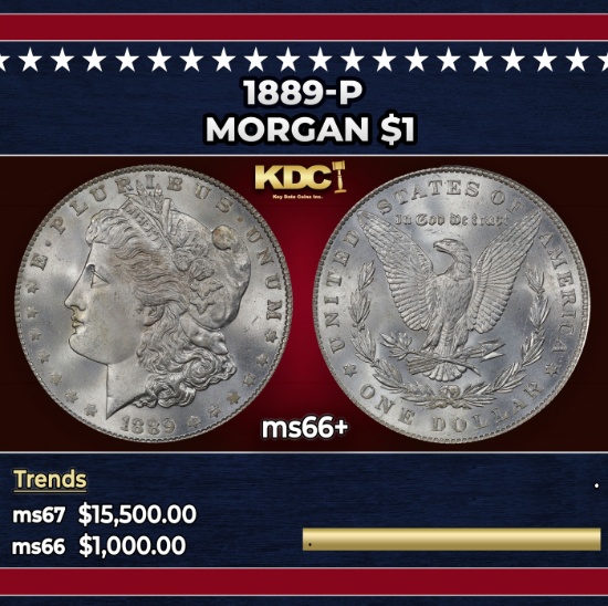 1889-p Morgan Dollar $1 ms66+ SEGS