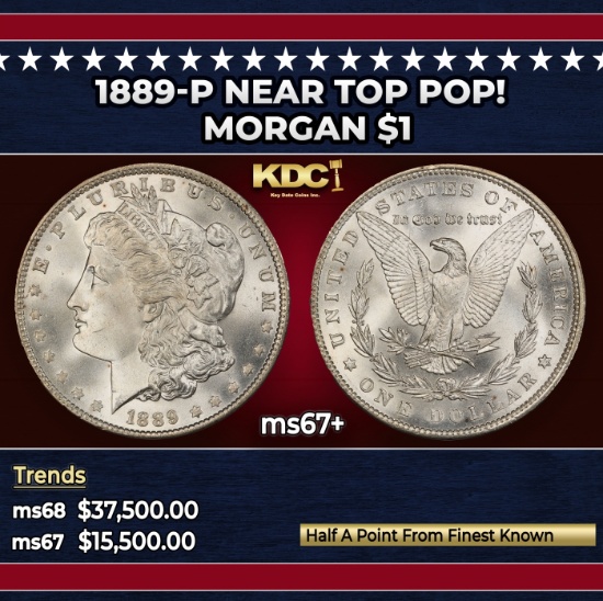 1889-p Morgan Dollar Near Top Pop! $1 ms67+ SEGS