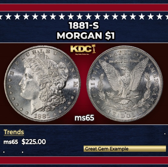 1881-s Morgan Dollar $1 Grades ms65