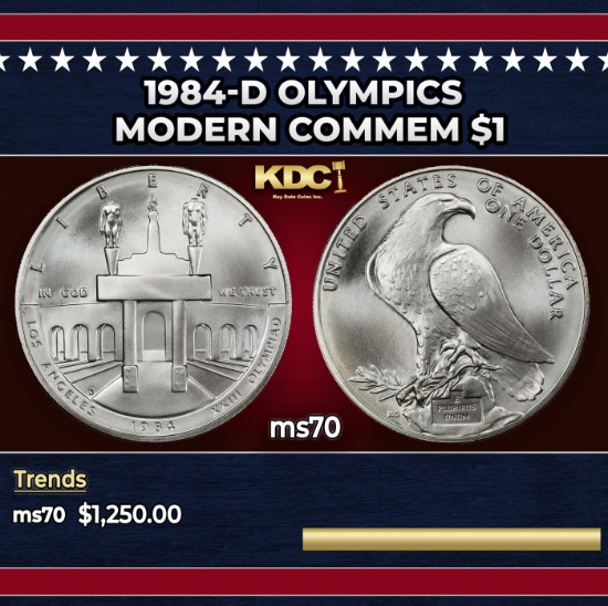 1984-d Olympics Modern Commem Dollar $1 ms70 SEGS