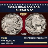 1937-p Buffalo Nickel Near Top Pop 5c ms67+ SEGS