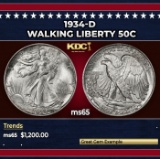 1934-d Walking Liberty Half Dollar 50c ms65 SEGS