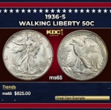 1936-s Walking Liberty Half Dollar 50c Grades ms65