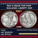 1941-s Walking Liberty Half Dollar Near Top Pop 50c ms66+ SEGS