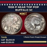 1928-p Buffalo Nickel Near Top Pop 5c ms67 SEGS