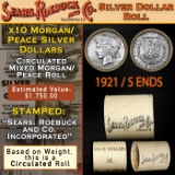 10 Circ Morgan/Peace Silver Dollar Roll SEARS 1921 Peace/Morgan 'S' Rev Ends