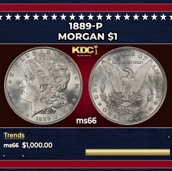 1889-p Morgan Dollar $1 ms66 SEGS