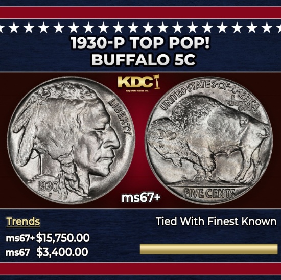 1930-p Buffalo Nickel TOP POP! 5c ms67+ SEGS