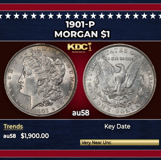 1901-p Morgan Dollar $1 au58 SEGS