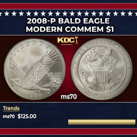 2008-P Bald Eagle Modern Commem Dollar $1 ms70 SEGS