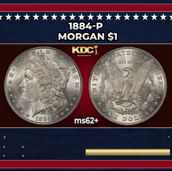 1884-p Morgan Dollar $1 Grades ms62+