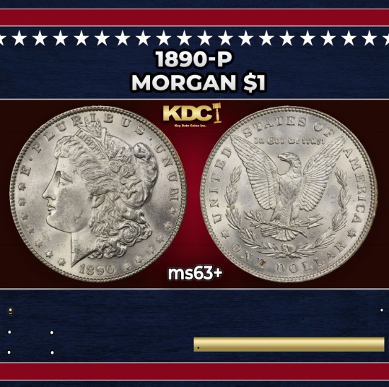 1890-p Morgan Dollar $1 Grades ms63+