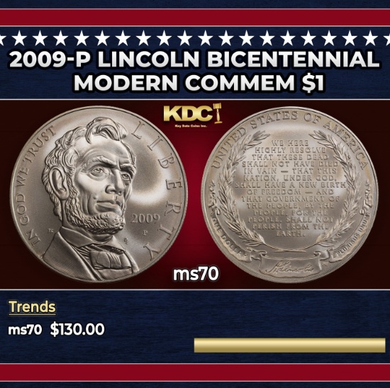 2009-P Lincoln Bicentennial Modern Commem Dollar $1 ms70 SEGS