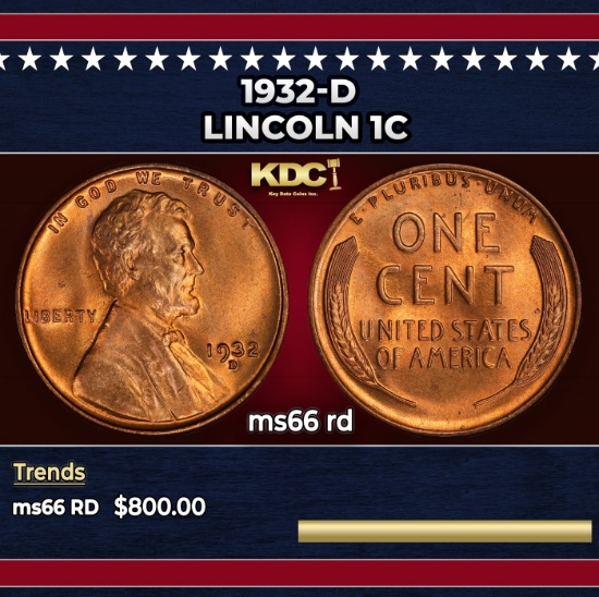1932-d Lincoln Cent 1c Grades ms66 rd
