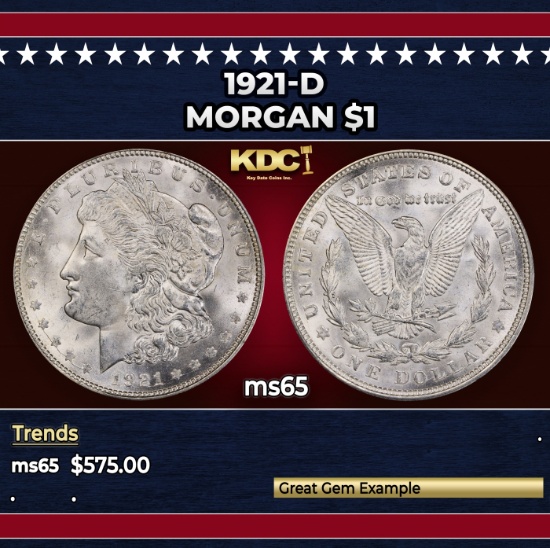 1921-d Morgan Dollar $1 Grades ms65