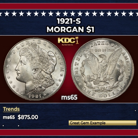 1921-s Morgan Dollar $1 Grades ms65