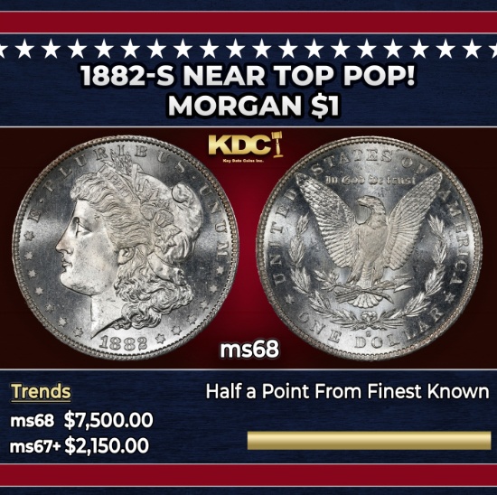 1882-s Morgan Dollar Near Top Pop! $1 ms68 SEGS