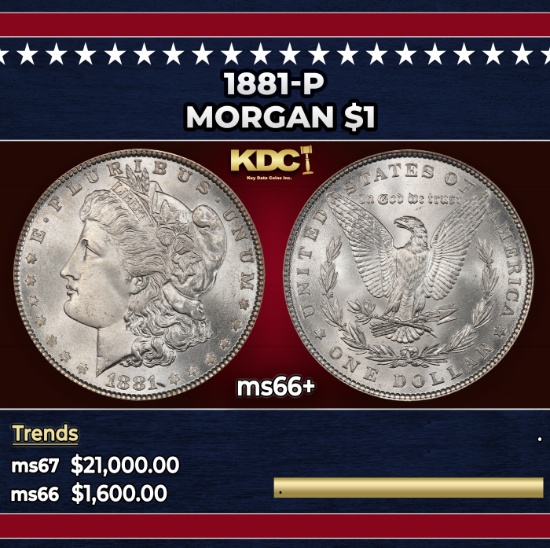 1881-p Morgan Dollar $1 ms66+ SEGS
